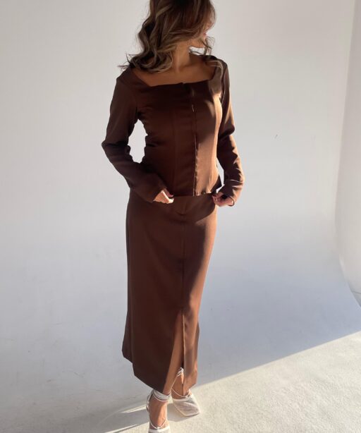 Brown Corset Top Set